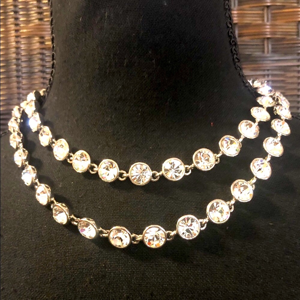 Givenchy Silver and White Long Necklace